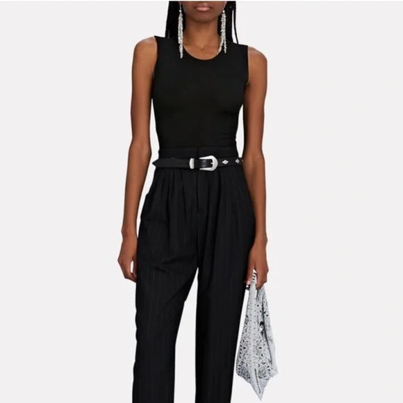 WEWOREWHAT Rib Jersey Scoop Neck Bodysuit Black Size S - Picture 3 of 6